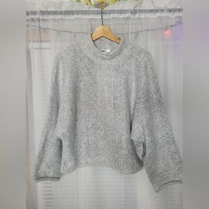 William Rast Slouchy Rolled Mock Neck Wool-Blend Cropped Sweater M Wide Sleeve